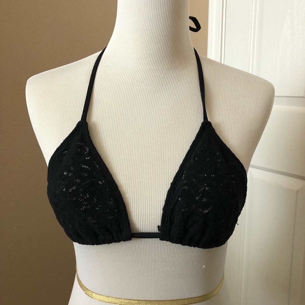 Black sparkly string bikini top